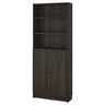 BILLY / OXBERG bookcase with doors, dark brown oak effect, 80x30x202 cm