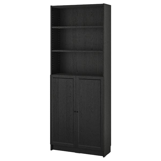 Ikea BILLY / OXBERG - Bookcase with doors, black oak effect, 80x30x202 cm