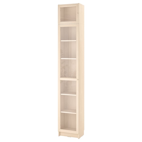Ikea BILLY / OXBERG - Bookcase with glass doors/elem suppl, birch effect,40x30x237 cm