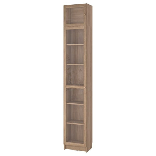Ikea BILLY / OXBERG - Bookcase w glass doors/ext unit, oak effect, 40x30x237 cm