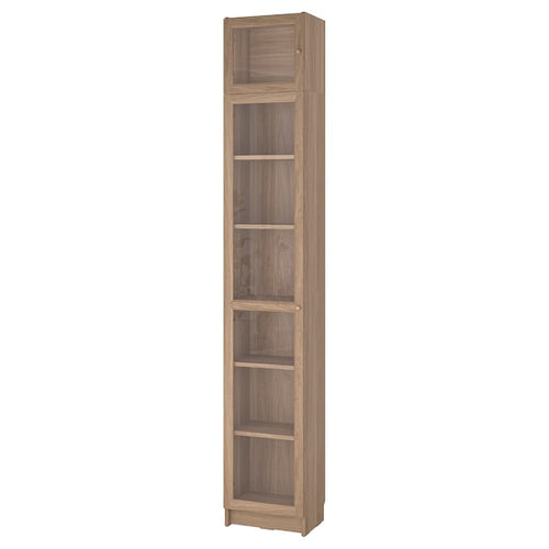 BILLY / OXBERG - Bookcase w glass doors/ext unit, oak effect, 40x30x237 cm