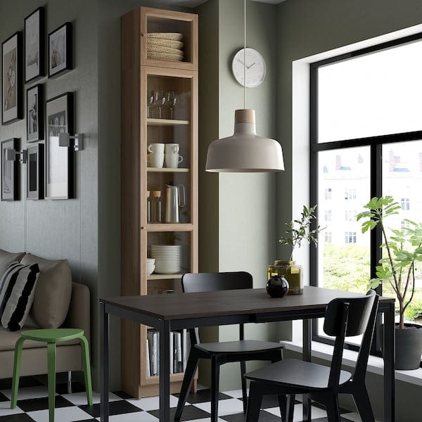 Ikea BILLY / OXBERG - Bookcase w glass doors/ext unit, oak effect, 40x30x237 cm