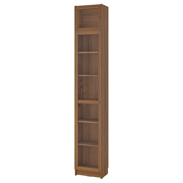 BILLY / OXBERG - Bookcase w glass doors/ext unit, brown walnut effect, 40x30x237 cm