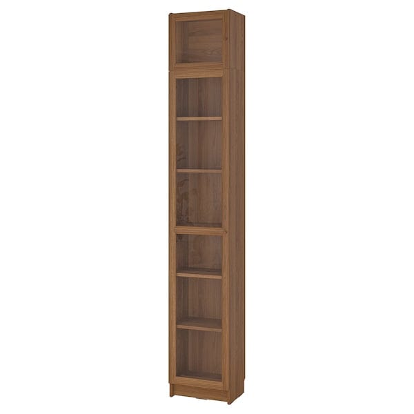Ikea BILLY / OXBERG - Bookcase w glass doors/ext unit, brown walnut effect, 40x30x237 cm