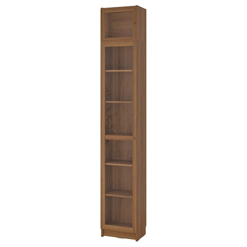 BILLY / OXBERG - Bookcase w glass doors/ext unit, brown walnut effect, 40x30x237 cm