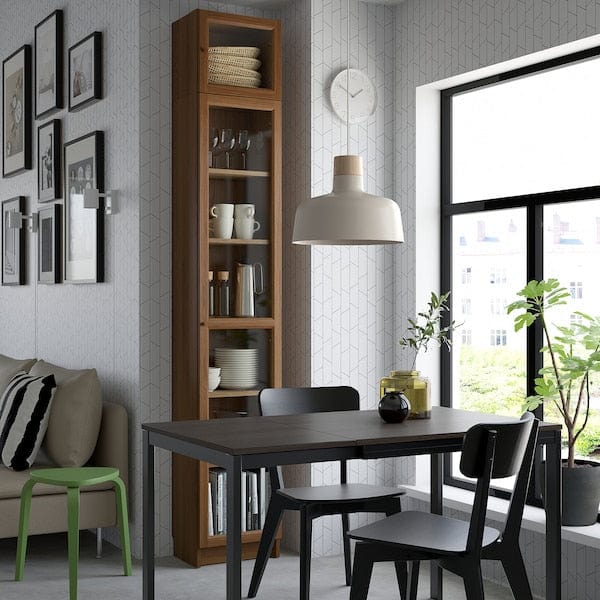 Ikea BILLY / OXBERG - Bookcase w glass doors/ext unit, brown walnut effect, 40x30x237 cm