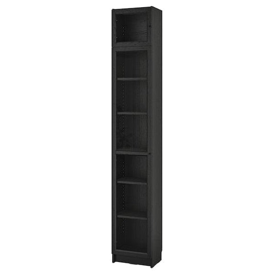 Ikea BILLY / OXBERG - Bookcase w glass doors/ext unit, black oak effect, 40x30x237 cm