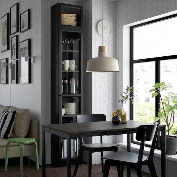 Ikea BILLY / OXBERG - Bookcase w glass doors/ext unit, black oak effect, 40x30x237 cm