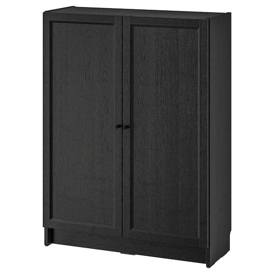 Ikea BILLY / OXBERG - Bookcase with doors, black oak effect, 80x30x106 cm