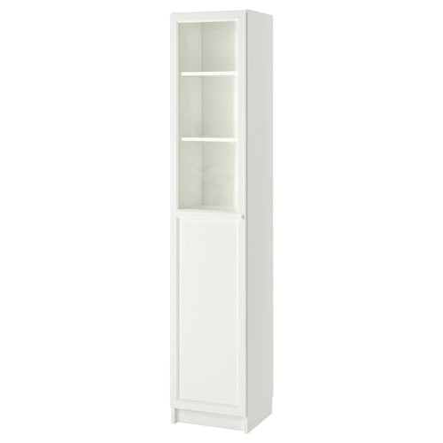BILLY / OXBERG - Bookcase with panel/glass door, white/glass, 40x42x202 cm