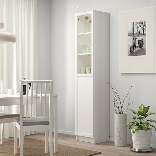 Ikea BILLY / OXBERG - Bookcase with panel/glass door, white/glass, 40x42x202 cm