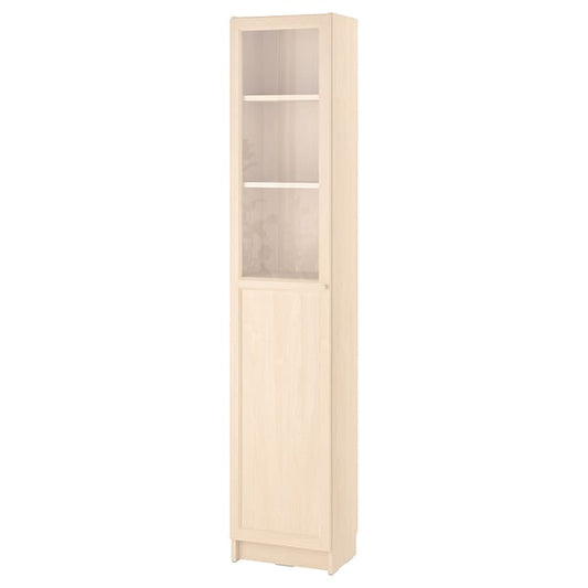 Ikea BILLY / OXBERG - Bookcase with glass panel/door, birch effect,40x30x202 cm