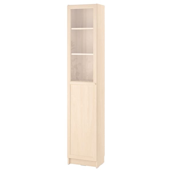 BILLY / OXBERG - Bookcase with glass panel/door, birch effect,40x30x202 cm