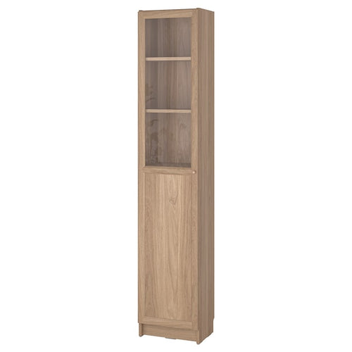 BILLY / OXBERG - Bookcase with panel/glass door, oak effect, 40x30x202 cm