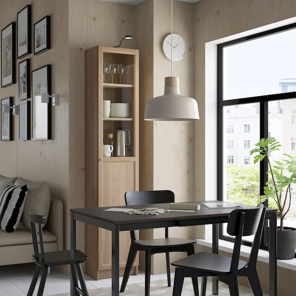 Ikea BILLY / OXBERG - Bookcase with panel/glass door, oak effect, 40x30x202 cm