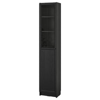 BILLY / OXBERG - Bookcase with panel/glass door, black oak effect, 40x30x202 cm - best price from Maltashopper.com 39483337
