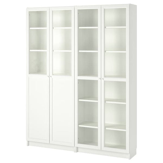 Ikea BILLY / OXBERG - Bookcase with panel/glass doors, white/glass, 160x30x202 cm