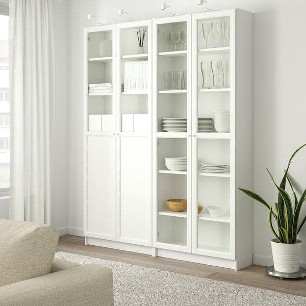 Ikea BILLY / OXBERG - Bookcase with panel/glass doors, white/glass, 160x30x202 cm