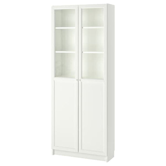 Ikea BILLY / OXBERG - Bookcase with panel/glass doors, white, 80x30x202 cm
