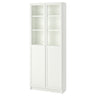 BILLY / OXBERG bookcase with panel/glass doors, white, 80x30x202 cm