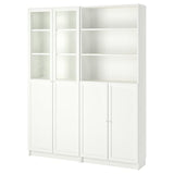 BILLY / OXBERG bookcase with panel/glass doors, white, 160x30x202 cm