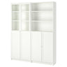 BILLY / OXBERG bookcase with panel/glass doors, white, 160x30x202 cm