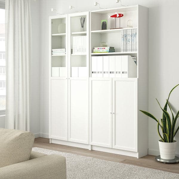 Ikea BILLY / OXBERG - Bookcase with panel/glass doors, white, 160x30x202 cm