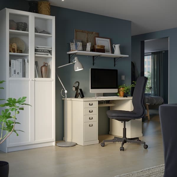 Ikea BILLY / OXBERG - Bookcase with panel/glass doors, white, 80x30x202 cm