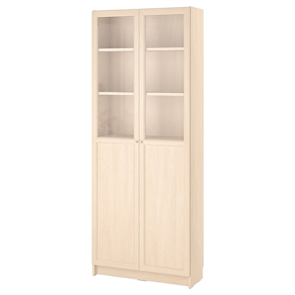 BILLY / OXBERG - Bookcase with glass panel/door, birch effect,80x30x202 cm