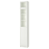 BILLY / OXBERG bookcase w hght ext ut/pnl/glss drs, white/glass, 40x30x237 cm