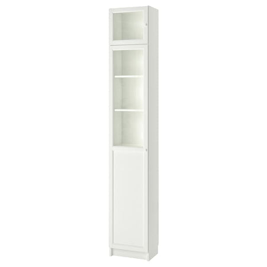 Ikea BILLY / OXBERG - Bookcase w hght ext ut/pnl/glss drs, white/glass, 40x30x237 cm