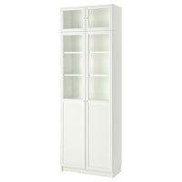 BILLY / OXBERG Library/el top/panel/glass doors - white/glass 80x42x237 cm - best price from Maltashopper.com 49398857