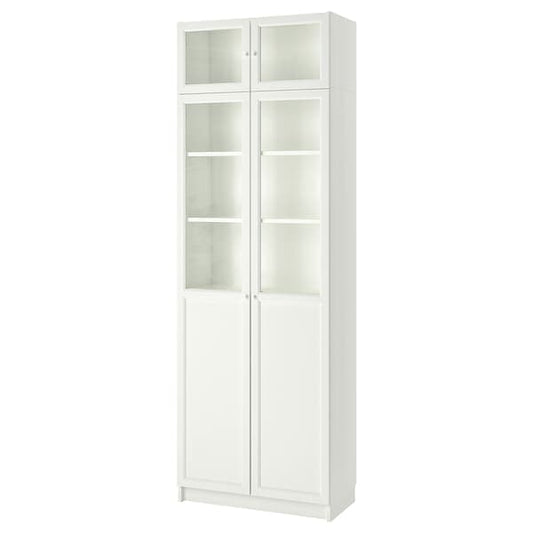Ikea BILLY / OXBERG Library/el top/panel/glass doors - white/glass 80x42x237 cm
