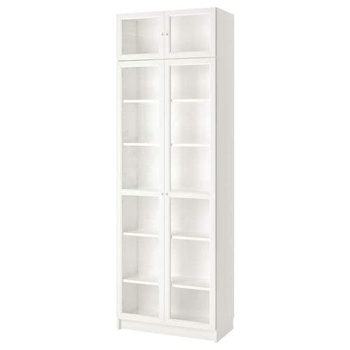 BILLY / OXBERG Library/top/ante element - white/glass 80x42x237 cm , 80x42x237 cm