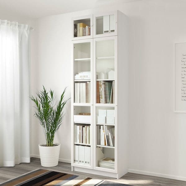 Ikea BILLY / OXBERG Library/top/ante element - white/glass 80x42x237 cm , 80x42x237 cm