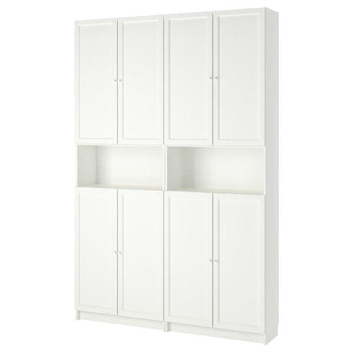 BILLY / OXBERG - Bookcase w height extension ut/drs, white, 160x30x237 cm
