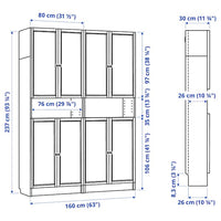 BILLY / OXBERG - Bookcase w height extension ut/drs, white, 160x30x237 cm - best price from Maltashopper.com 49280754