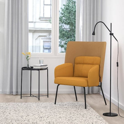 BINGSTA - High-backed armchair, Vissle dark yellow/Kabusa dark yellow , - best price from Maltashopper.com 40455654