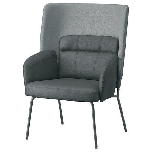 BINGSTA - High-backed armchair, Vissle dark grey/Kabusa dark grey ,