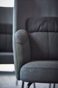 BINGSTA - High-backed armchair, Vissle dark grey/Kabusa dark grey , - best price from Maltashopper.com 10454236