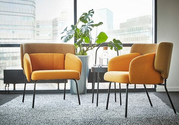 Ikea BINGSTA - Armchair, Vissle dark yellow/Kabusa yellow ,