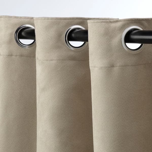 BIRTNA Blackout curtains, 1 pair - beige 145x300 cm - best price from Maltashopper.com 90480774