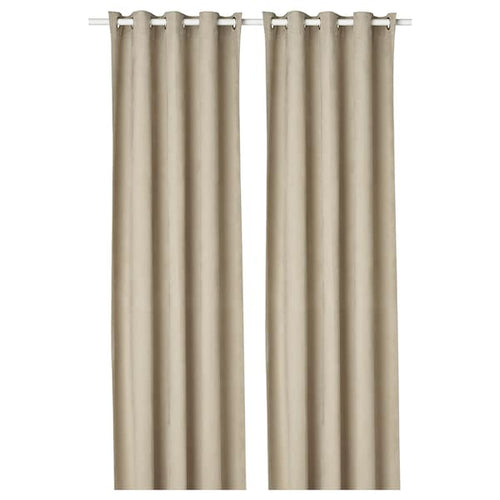 BIRTNA Blackout curtains, 1 pair - beige 145x300 cm