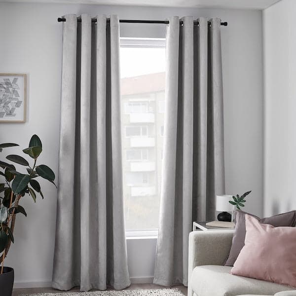 BIRTNA Blackout curtains, 1 pair - gray 145x300 cm , 145x300 cm - best price from Maltashopper.com 90480769