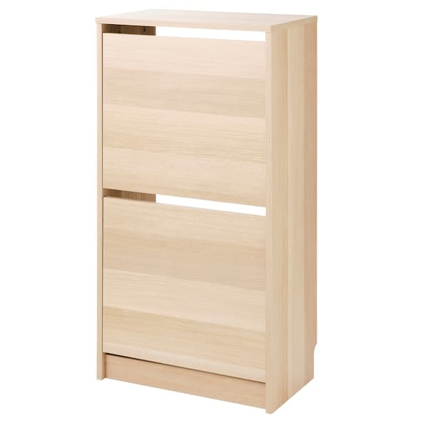 BISSA - Shoe cabinet with 2 compartments, oak effect, 49x28x93 cm - best price from Maltashopper.com 70530218