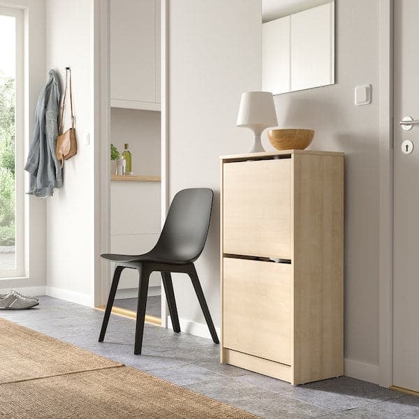 BISSA - Shoe cabinet with 2 compartments, oak effect, 49x28x93 cm - best price from Maltashopper.com 70530218