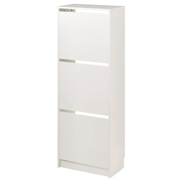 BISSA - Shoe cabinet with 3 compartments, white