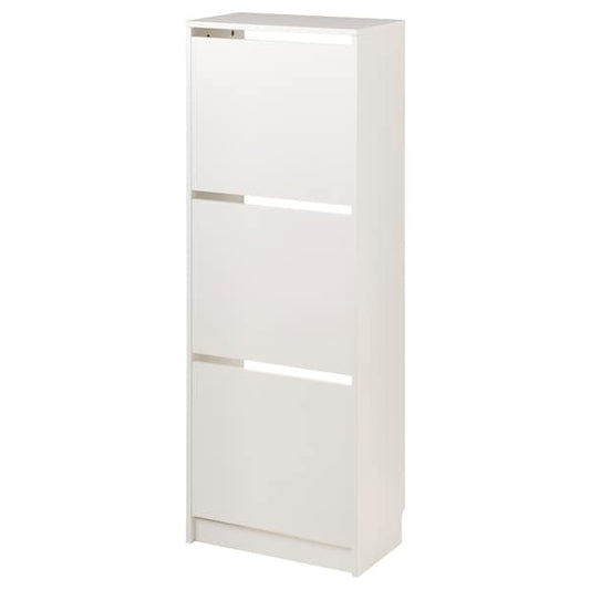Ikea BISSA - Shoe cabinet with 3 compartments, white, 49x28x135 cm