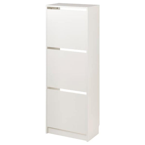 BISSA - Shoe cabinet with 3 compartments, white, 49x28x135 cm