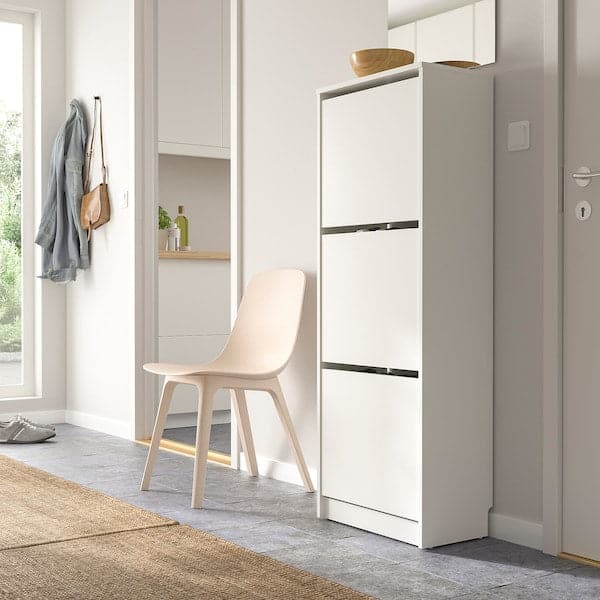 Ikea BISSA - Shoe cabinet with 3 compartments, white, 49x28x135 cm